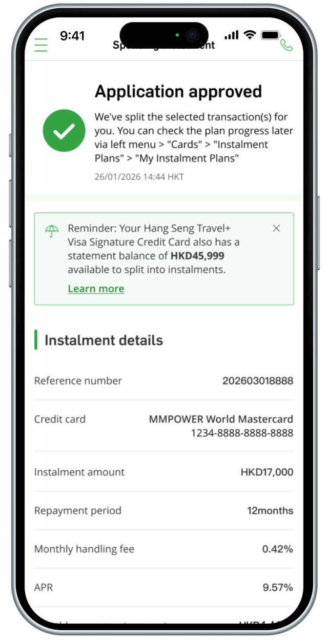 Step 3 for applying instalment on all eligible spending