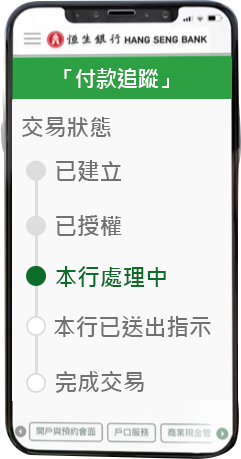 付款追蹤」交易狀態