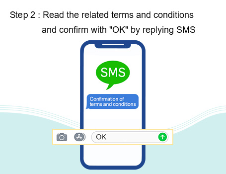 Read the related terms and conditions and confirm with "OK" by replying SMS