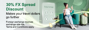 30% FX Spread Discount makes your travel dollars go further