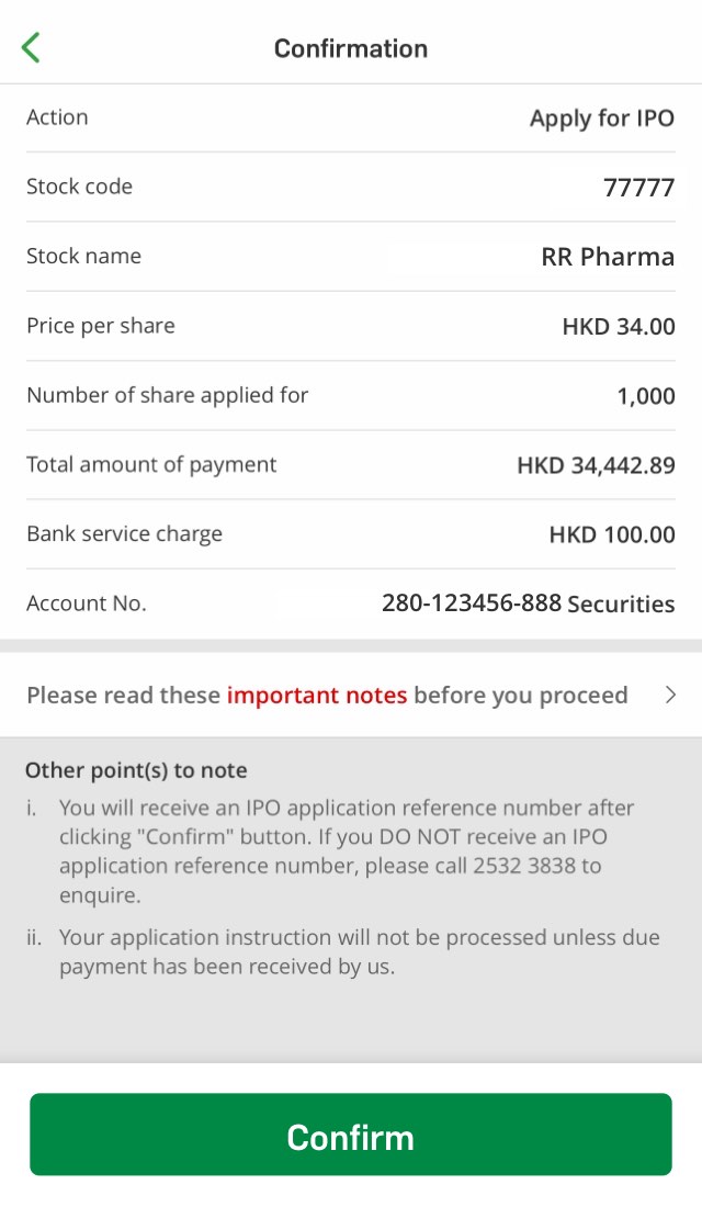 IPO Stocks Subscription Hang Seng Bank