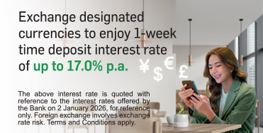 Up to 15.8% p.a. for 1-week Foreign Currency Time Deposit