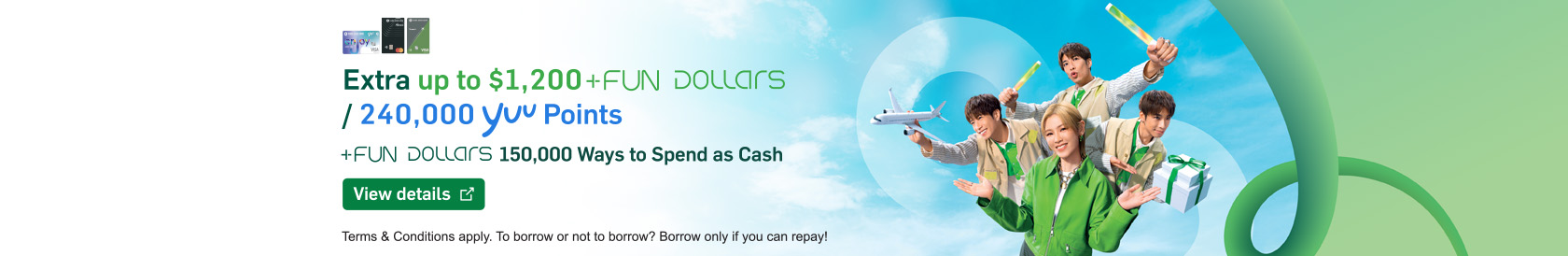 View details, Hang Seng Credit Card +FUN Dollars 150,000 Ways to Spend as Cash! Opens in a new window