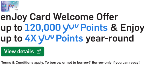 View details, enJoy Card Welcome Offer up to 120,000 yuu Points & Enjoy up to 4X Points, opens in a new window