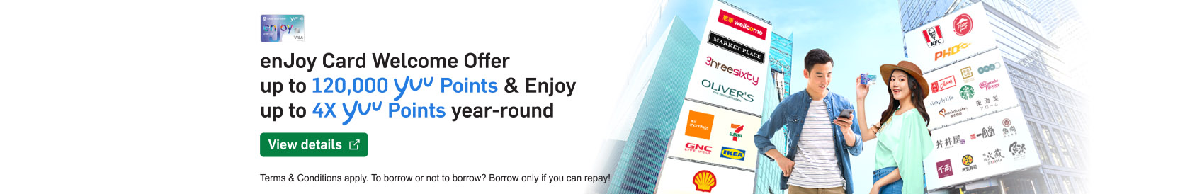 View details, enJoy Card Welcome Offer up to 120,000 yuu Points & Enjoy up to 4X Points, opens in a new window