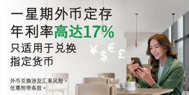 一星期外币定存年利率高达17%，只适用于兑换指定货币。了解详情。于新视窗开启