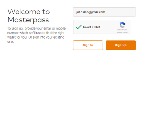 Step 1 Create Masterpass™ by Mastercard<sup>®</sup>
 Account